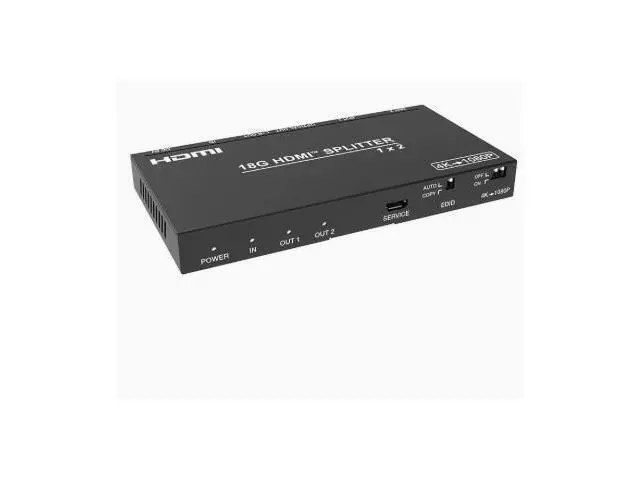 Alt view image 2 of 2 - One-in, two-out 4K 60Hz HDMI splitter for audio de-interlacing, video scaling, and multi-screen signal extension