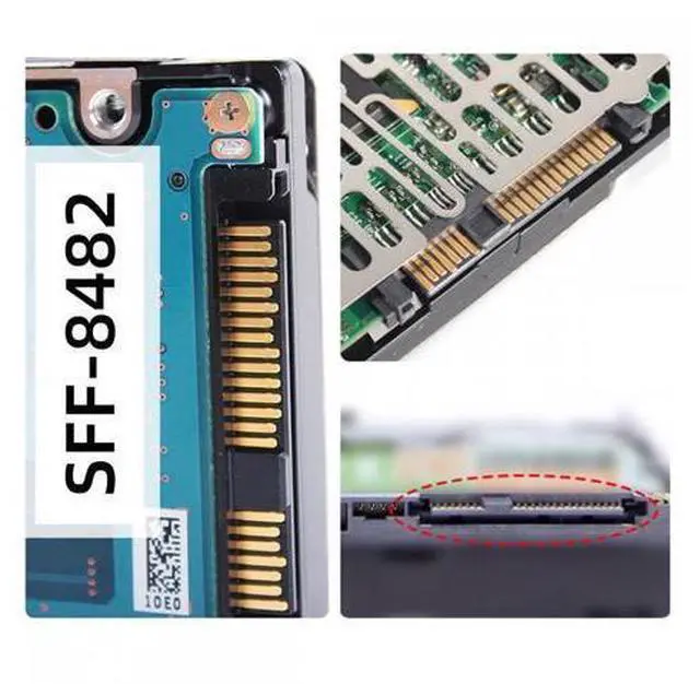 Alt view image 4 of 7 - CY SFF-8482 SAS 29Pin to 7+15 22Pin SATA Hard Disk Drive Raid Adapter with Chipset and Power Port