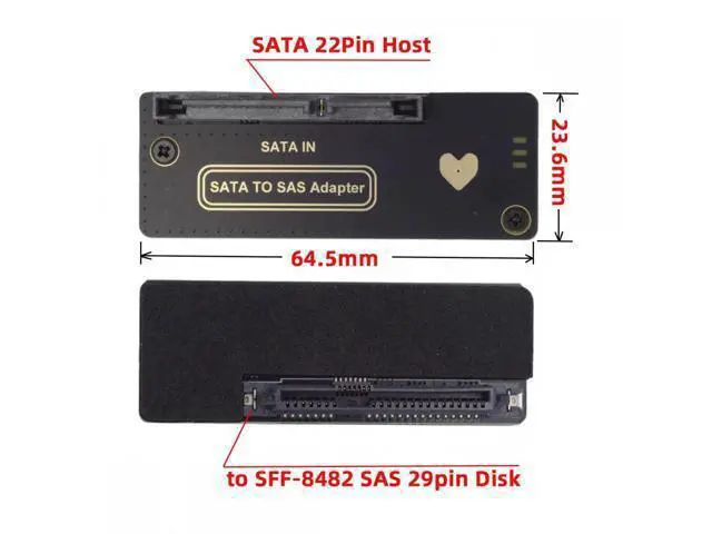 Alt view image 7 of 7 - CY SFF-8482 SAS 29Pin to 7+15 22Pin SATA Hard Disk Drive Raid Adapter with Chipset and Power Port