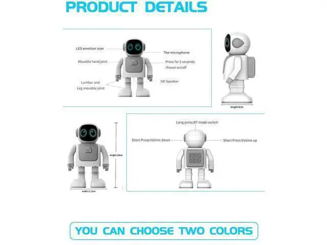 Alt view image 6 of 6 - Smart AI bluetooth Interaction Robot Toy Creative Gift Dancing Robot Speaker Smart Speaker Programming Robot