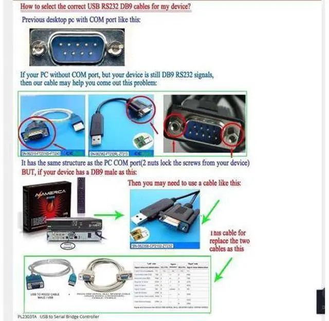 Alt view image 2 of 2 - FT232RL USB RS232 Cable to DB9 Male Full Pinout Compatible with UC232 US232 Micro USB Serial Cable Type C Serial Cable (150cm USB a Male ft232r)