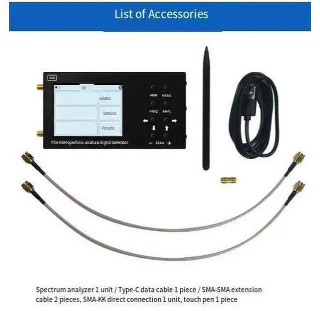 Main image of SA6 6G Portable Spectrum Analyzer - Wi-Fi CDMA Laboratory 35-6200 MHz Signal Tester Standard configuration of the SA6 spectrum analyzer