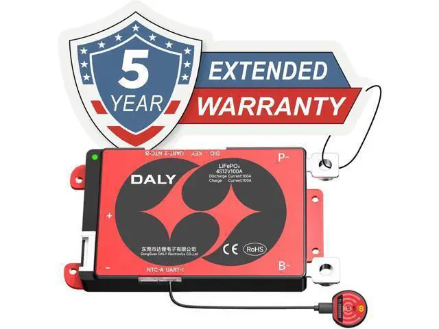 Alt view image 2 of 7 - DALY BMS 12V 4S 100A LiFePO4 - Placa inteligente de protección de batería Bluetooth para batería de litio de 12 voltios para motor de arrastre de caravana, estación de energía portátil