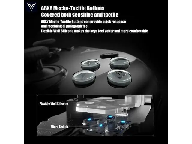 Alt view image 6 of 7 - wusu Apex 3 Elite Gaming Controller, Innovative Force Feedback Trigger, Full-Color LED Display Screen, Hybrid 8 Direction D-Pad, Multi-Platform Controller for PC, Android, IOS, TV Box Ect. Gray