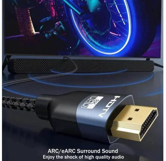 Alt view image 5 of 7 - wusu 8K HDMI 2.1 Cables 10 FT 10-Pack, 48Gbps Ultra High Speed HDMI Braided Cord 10 Feet, 8K@60Hz, 4K@120Hz, HDCP 2.2&2.3, 3D, ARC/eARC, HDR10+ for Soundbar, TV, PS5/4, Xbox, Roku, Monitor, PC etc