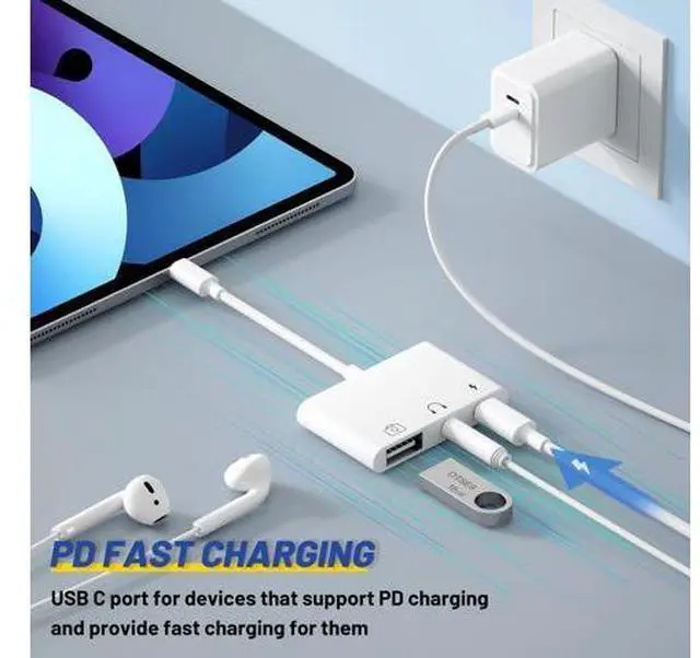 Alt view image 3 of 7 - USB C to USB Adapter 3 in 1 USB C to 3.5mm Audio Adapter for iPad USB Adapter