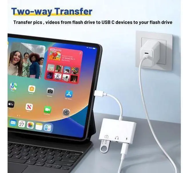 Alt view image 4 of 7 - USB C to USB Adapter 3 in 1 USB C to 3.5mm Audio Adapter for iPad USB Adapter