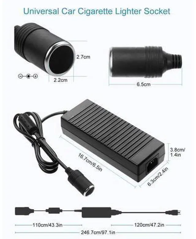 Alt view image 3 of 7 - AC to DC Converter 110V to 12V 10A 120W Power Supply Car Cigarette Lighter Adapter to Wall Plug AC to DC Adapter for Car Vacuum Cleaner Inflator Refrigerator Cooler and Other Car Devices
