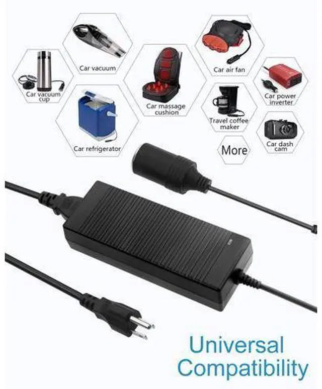 Alt view image 6 of 7 - AC to DC Converter 110V to 12V 10A 120W Power Supply Car Cigarette Lighter Adapter to Wall Plug AC to DC Adapter for Car Vacuum Cleaner Inflator Refrigerator Cooler and Other Car Devices