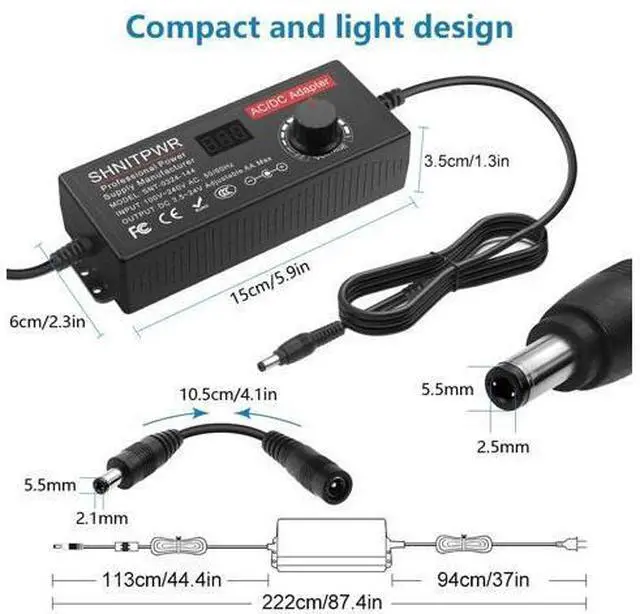 Alt view image 3 of 7 - Universal Power Supply DC 24V 12V 5V 6V 9V 14V 19V Adjustable AC/DC Adapter 100V~240V AC to DC Variable Power Converter Multi-Voltage 3.5V ~ 24V 6A 144W Power Adapter 14 Tips LCD Display