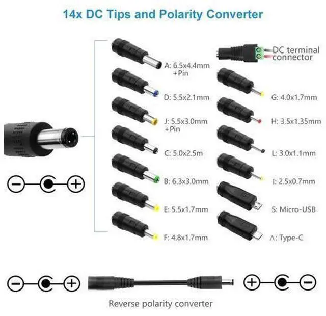 Alt view image 4 of 7 - Universal Power Supply DC 24V 12V 5V 6V 9V 14V 19V Adjustable AC/DC Adapter 100V~240V AC to DC Variable Power Converter Multi-Voltage 3.5V ~ 24V 6A 144W Power Adapter 14 Tips LCD Display