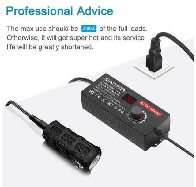 Alt view image 7 of 7 - Universal Power Supply DC 24V 12V 5V 6V 9V 14V 19V Adjustable AC/DC Adapter 100V~240V AC to DC Variable Power Converter Multi-Voltage 3.5V ~ 24V 6A 144W Power Adapter 14 Tips LCD Display