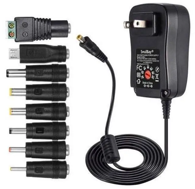 Main image of 12V Power Supply Universal AC DC Adapter Charger with Adjustable Output 5V 9V 3V 6V 4.5V 7.5V 12 Volt 1A 1.5A 2A for LED Strip Light CCTV Camera BT Speaker GPS Webcam Router, 5 FT Cord, 30W