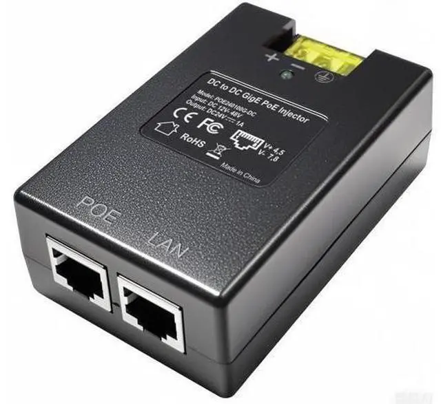 Main image of 24V Gigabit POE Injector ^^ 12V/24V (12-48V) DC Input ^^ 24Volt 1A 24W DC PoE Out ^^ Passive Mode B Solar PoE Injector Adapter for Loco5AC,NS- EdgeRouterX,UniFi AC Lite,RP-5AC-G2, Force180/200/300