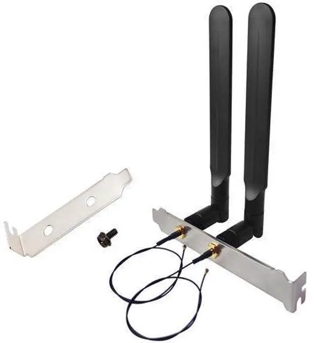 Main image of WiFi 6E Antenna Tri-Band 6GHz 5GHz 2.4GHz RP-SMA Male + 10in U.FL MHF4 to RP SMA Female Extension Cable + Computer Back Slot Cover Bracket
