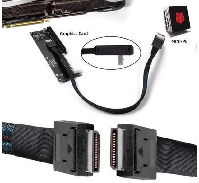 Alt view image 4 of 5 - NGFF OCuLink PCIe 4.0 PCI-Express SFF-8611 4i to OCuLink SFF-8611 Data Active Cable for eGPU SSD External Graphics Card 20cm