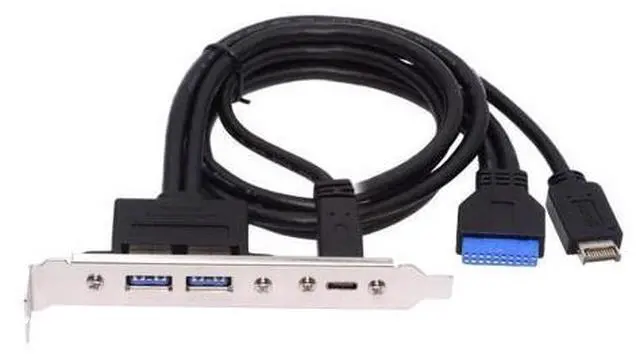 Main image of chenyang USB 3.0 Front Panel Header 19/20Pin & Type-E to 2 USB 3.0 & USB C Female Chassis Back Panel Port Extension Cable with 12cm PCI-E Slot Bracket