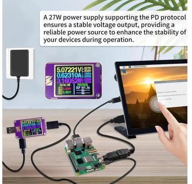 Alt view image 5 of 7 - 27W Power Supply for Raspberry Pi 5 PD Adapter USB C Power Adapter for Raspberry Pi 5 16GB/8GB/4GB/2GB