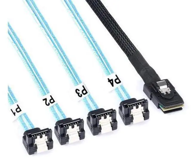 Main image of ADCAUDX 2Pack Mini-SAS to SATA-Cable 0.5M SFF-8087 to SATA 90 Degree Right Angle Forward Breakout Cable, SFF 8087 SAS Controller to Hard Driver (1.6FT)