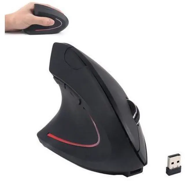 Main image of Wireless Mouse Ergonomic Left Handed Vertical Mouse with USB Receiver LED Light 6 Buttons 2.4GHz Optical Portable Rechargeable Computer Mice for Laptop PC Desktop Notebook Kids Adults Gifts (Black)