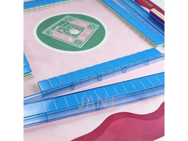 Alt view image 3 of 3 - A mahjong player is playing mahjong with four layers of acrylic European-style mahjong leisure color-matched playing cards.