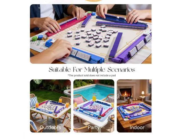 Alt view image 5 of 5 - Purple acrylic mahjong set with hand-crafted high-quality appearance, featuring top-notch crystal American-style digital mahjong.