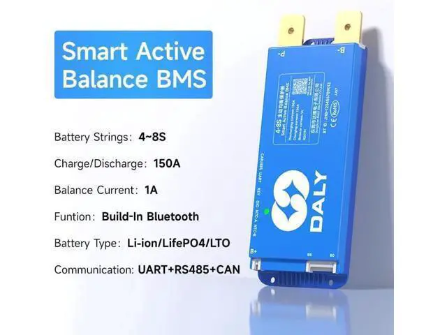 Alt view image 4 of 6 - DALY Smart Active Balance BMS 150A 12V-24V 4S-8S Bluetooth incorporado con RS485 CAN placa de protección de batería PCB para batería Li-ion LifePO4 LTO
