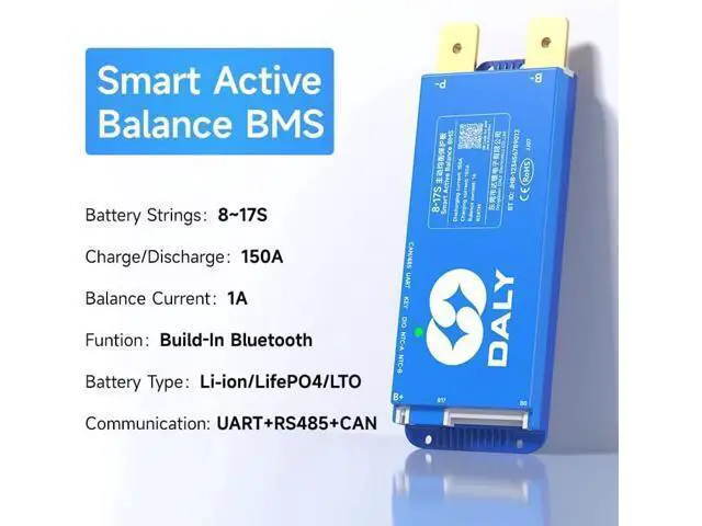 Alt view image 6 of 7 - DALY Smart Active Balance BMS 150A 24V-60V 8S-17S Bluetooth incorporado con RS485 CAN placa de protección de batería PCB para batería Li-ion LifePO4 LTO