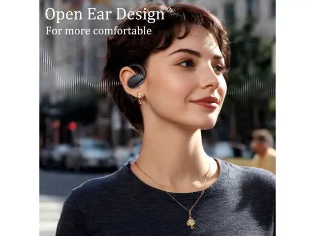 Alt view image 2 of 5 - Luisport Open Ear Headphones Open Ear Earbuds Over The Ear Headphones Wireless Blutooth Headphones Clip On Headphones Earbuds Running Headphones Workout Headphones (V49-Black)