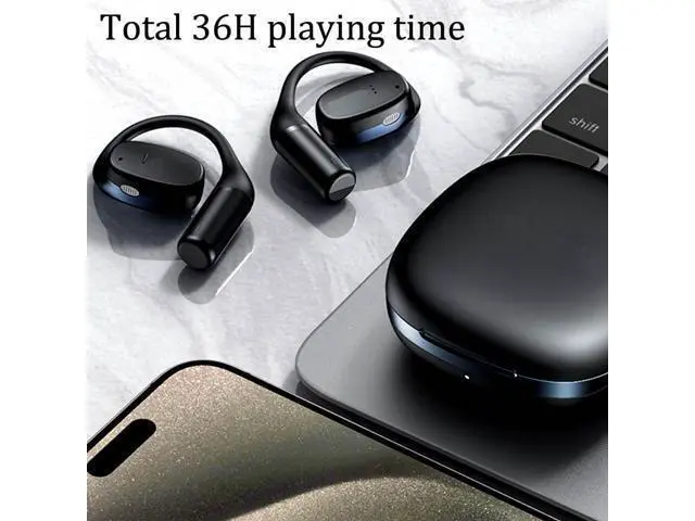 Alt view image 5 of 5 - Luisport Open Ear Headphones Open Ear Earbuds Over The Ear Headphones Wireless Blutooth Headphones Clip On Headphones Earbuds Running Headphones Workout Headphones (V49-Black)