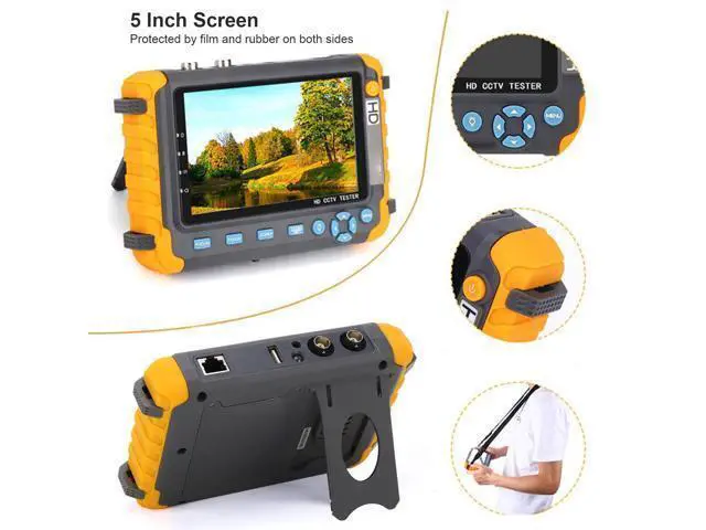Alt view image 5 of 5 - 5 Inch CCTV Tester, 8MP VGA Input Analog Video Monitor AHD TVI CVI Camera Tester with UTP Cable Test Professional Network Cable Tester Ethernet Wire Tracer for Home Industrial