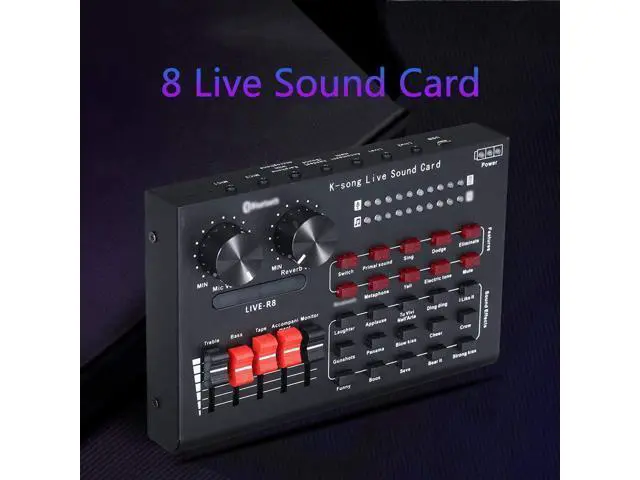 Alt view image 7 of 7 - Fesjoy Live Sound Card R8 Live Sound Card with Audio Cable USB Cable Sound Effects Dodge Mode Indicator Light for Computer