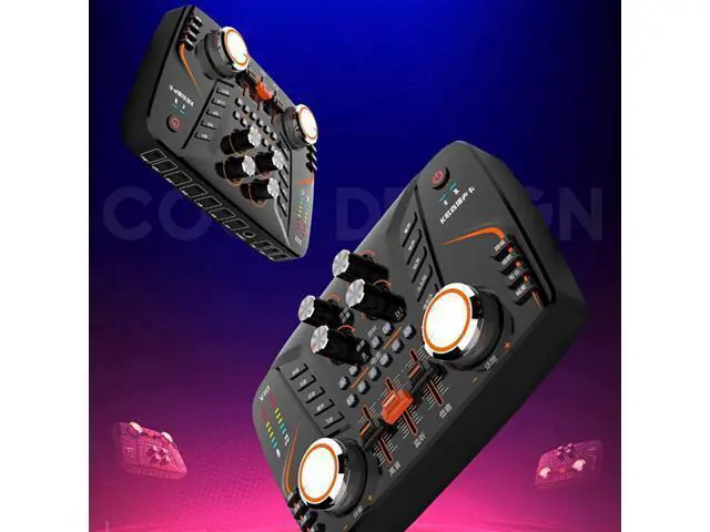 Alt view image 4 of 6 - ZHIERPIUS Sound Card, V10 Sound Card, Live Sound Card Microphone Audio Interface for Microphone and Karaoke for Microphone Podcast Mixer