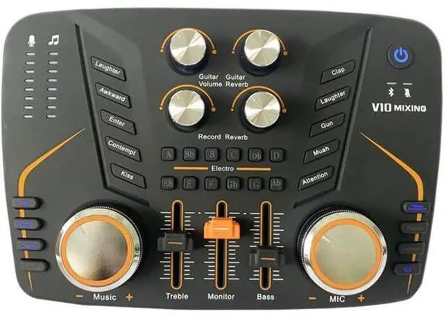 Main image of ZHIERPIUS Sound Card, V10 Sound Card, Live Sound Card Microphone Audio Interface for Microphone and Karaoke for Microphone Podcast Mixer