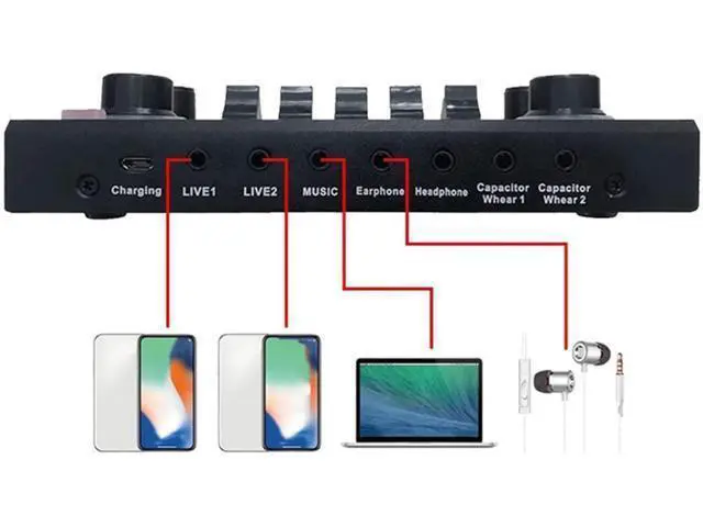 Alt view image 6 of 6 - ZHIERPIUS Sound Card, V10 Sound Card, Live Sound Card Microphone Audio Interface for Microphone and Karaoke for Microphone Podcast Mixer