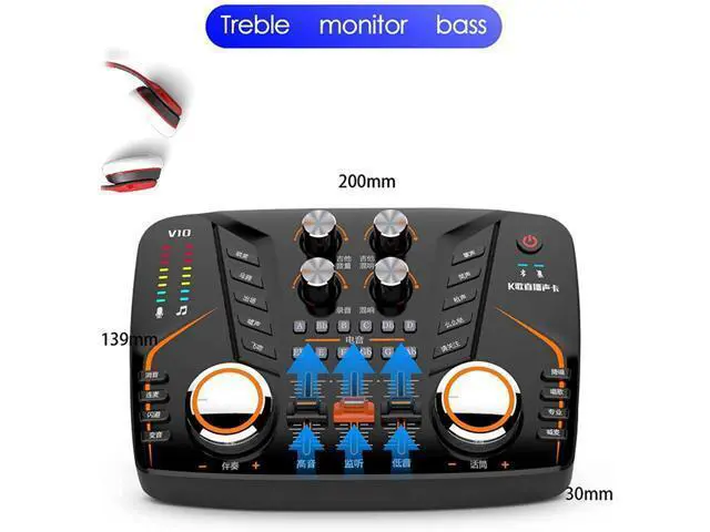 Alt view image 5 of 6 - ZHIERPIUS Sound Card, V10 Sound Card, Live Sound Card Microphone Audio Interface for Microphone and Karaoke for Microphone Podcast Mixer