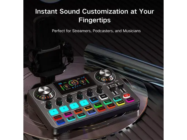 Alt view image 2 of 7 - _Mega Brand Audio Mixer,Live Sound Card with DJ Mixer Effects & Voice Changer, Denoise, One Click Mute, Sound Board with RGB, Bluetooth,Music Recording Equipment, Ideal for Streaming/Podcasting/Gaming