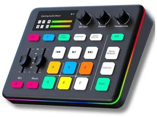 Main image of _Mega Brand Gaming Audio Mixer, Audio Interface with Pro-preamp, Voice Changer & DJ Mixer Effects, 48V Phantom Power, Bluetooth & RGB Live Sound Card for Streaming, Podcasting, Gaming