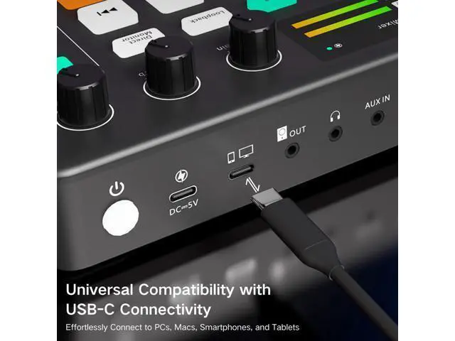 Alt view image 7 of 7 - _Mega Brand Gaming Audio Mixer, Audio Interface with Pro-preamp, Voice Changer & DJ Mixer Effects, 48V Phantom Power, Bluetooth & RGB Live Sound Card for Streaming, Podcasting, Gaming