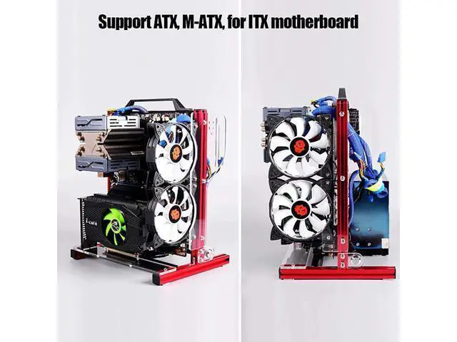 Alt view image 2 of 7 - DIY Computer Motherboard Case Rack, Motherboard Chassis Set, Creative Personality ATX/M-ATX/ITX Open Air Frame Chassis Bracket , Vertical Overclocking Open Aluminum Frame Chassis Rack(Red)