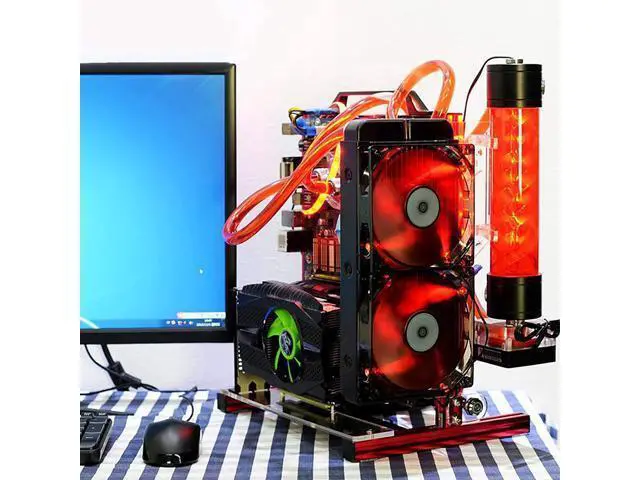 Alt view image 5 of 7 - DIY Computer Motherboard Case Rack, Motherboard Chassis Set, Creative Personality ATX/M-ATX/ITX Open Air Frame Chassis Bracket , Vertical Overclocking Open Aluminum Frame Chassis Rack(Red)