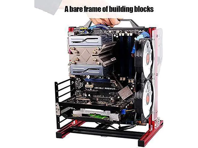 Alt view image 7 of 7 - DIY Computer Motherboard Case Rack, Motherboard Chassis Set, Creative Personality ATX/M-ATX/ITX Open Air Frame Chassis Bracket , Vertical Overclocking Open Aluminum Frame Chassis Rack(Red)