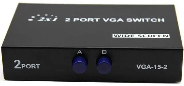 Alt view image 2 of 2 - 2 in 1 Out 2 Port VGA Selector Box VGA/SVGA Manual Sharing Selector Switch Box Switcher Splitter for LCD PC Monitor