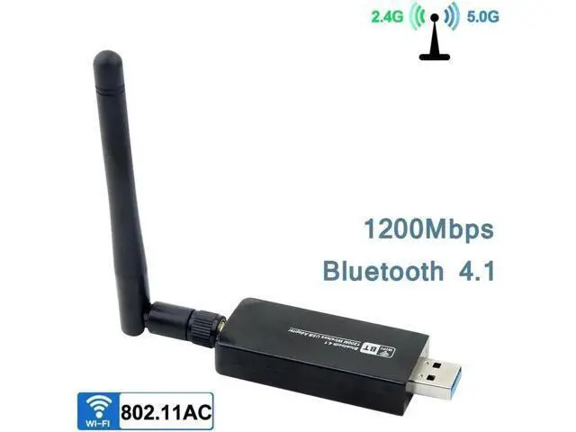 Alt view image 3 of 5 - 2IN1 Dual Band 1200Mbps Bluetooth 4.1 Wireless USB 3.0 Wifi Adapter 2.4G/5Ghz Realtek RTL8822BU Network Card Dongle w/Antenna