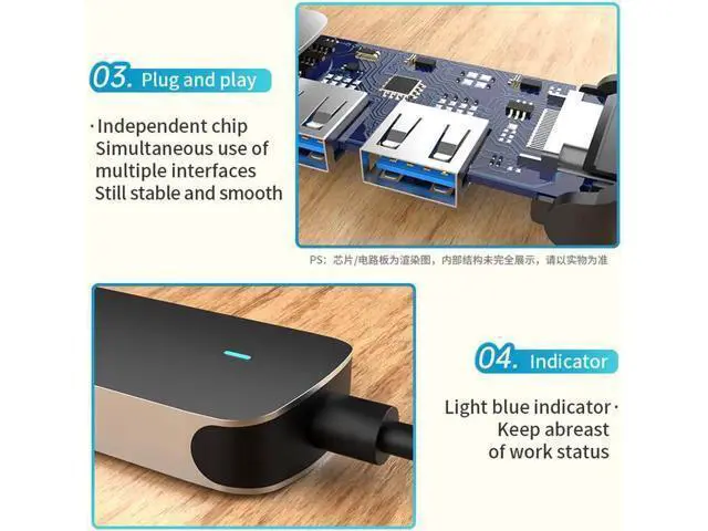 Alt view image 2 of 6 - USB C Hub 4 in 1 Type-C Hub, USB C Multi-Port Adapter, with HDMI/USB2.0/USB3.0/PD Charging Port, USB C Hub Suitable for MacBook Pro, iPad Pro, and More Type C Devices