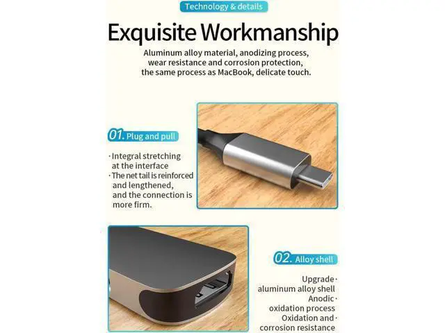 Alt view image 4 of 6 - USB C Hub 4 in 1 Type-C Hub, USB C Multi-Port Adapter, with HDMI/USB2.0/USB3.0/PD Charging Port, USB C Hub Suitable for MacBook Pro, iPad Pro, and More Type C Devices