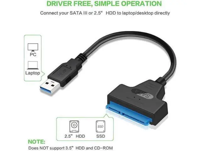 Alt view image 4 of 7 - SATA to USB 3.0 Cable USB 3.0 to SATA III Hard Drive Adapter Compatible for 2.5 Inch HDD/SSD Hard Drive Disk and SATA Optical Drive , Support UASP, 2-Pack