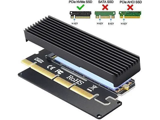 Alt view image 4 of 6 - NVME Adapter with Heat Sink, M.2 SSD Key M to PCI Express x4/x8/x16 Converter Expansion Card, Support 2230 2242 2260 2280, Compatible for Windows XP 7 8 10