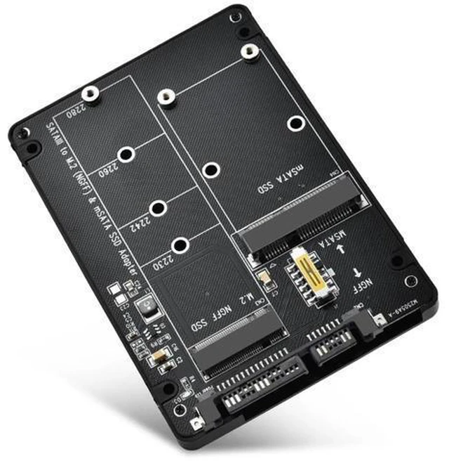 Main image of M.2 to SATA Adapter - 2 in 1 Converter for MSATA/M.2 NGFF SSD to 2.5" SATA III, Supports B&M Key, Not for M Key
