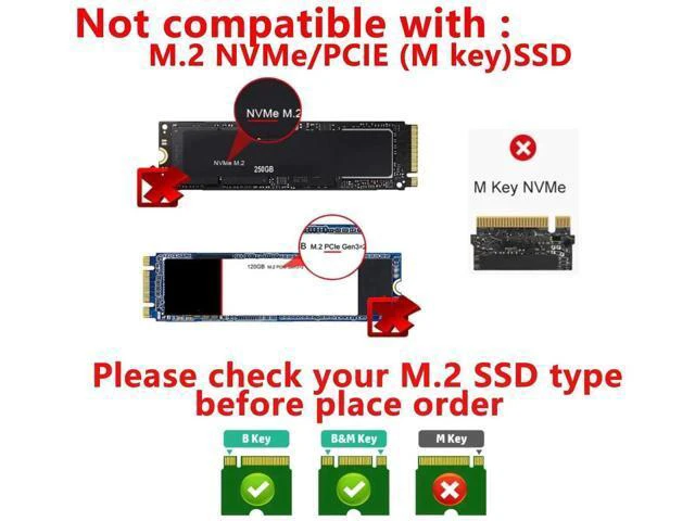 Alt view image 4 of 6 - M.2 to SATA Adapter - 2 in 1 Converter for MSATA/M.2 NGFF SSD to 2.5" SATA III, Supports B&M Key, Not for M Key